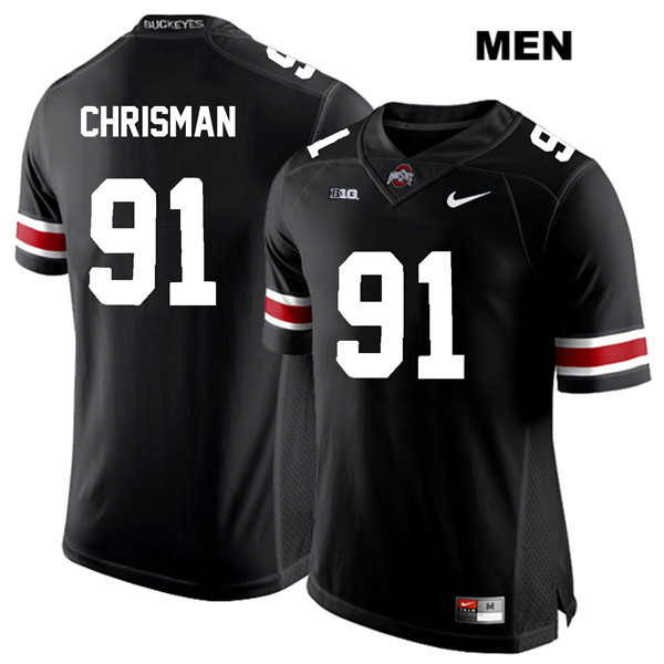 Ohio State Buckeyes Men's Drue Chrisman #91 White Number Black Authentic Nike College NCAA Stitched Football Jersey XE19N76XG